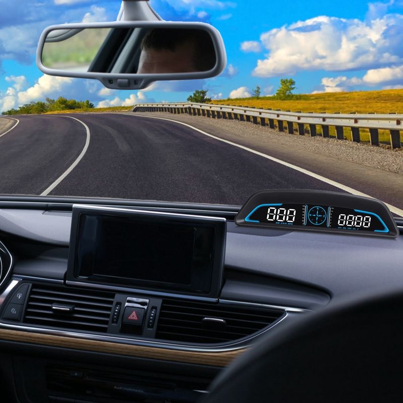 Universal Car HUD GPS Head up Display Speedometer Odometer with Acceleration Time Compass Altitude Driving Distance Over Speed Alarm HD LED Display fo_voghion.com