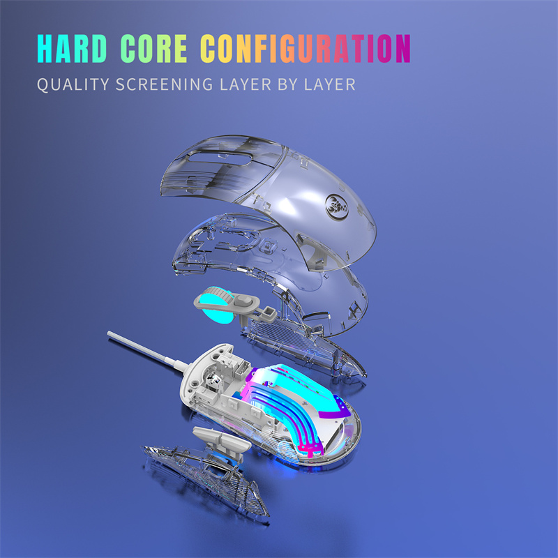 X New Arrival Wired Transparent Game Mou RGB-ljuseffekt USB-gränssnittshastighet DPI-nyckel Custom ro Pro P_voghion.com