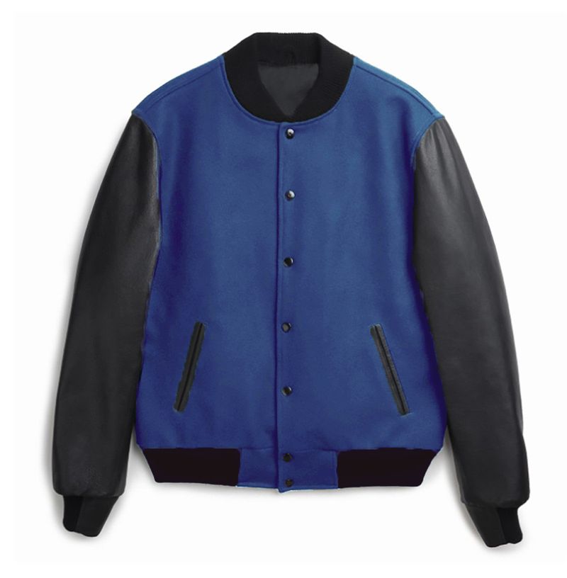 Chaqueta de béisbol con mangas de PU para hombre: abrigo ajustado de mezcla de lana con cuello con muescas y bolsillos laterales (azul marino, verde y amarillo, tallas S-XXL)_voghion.com