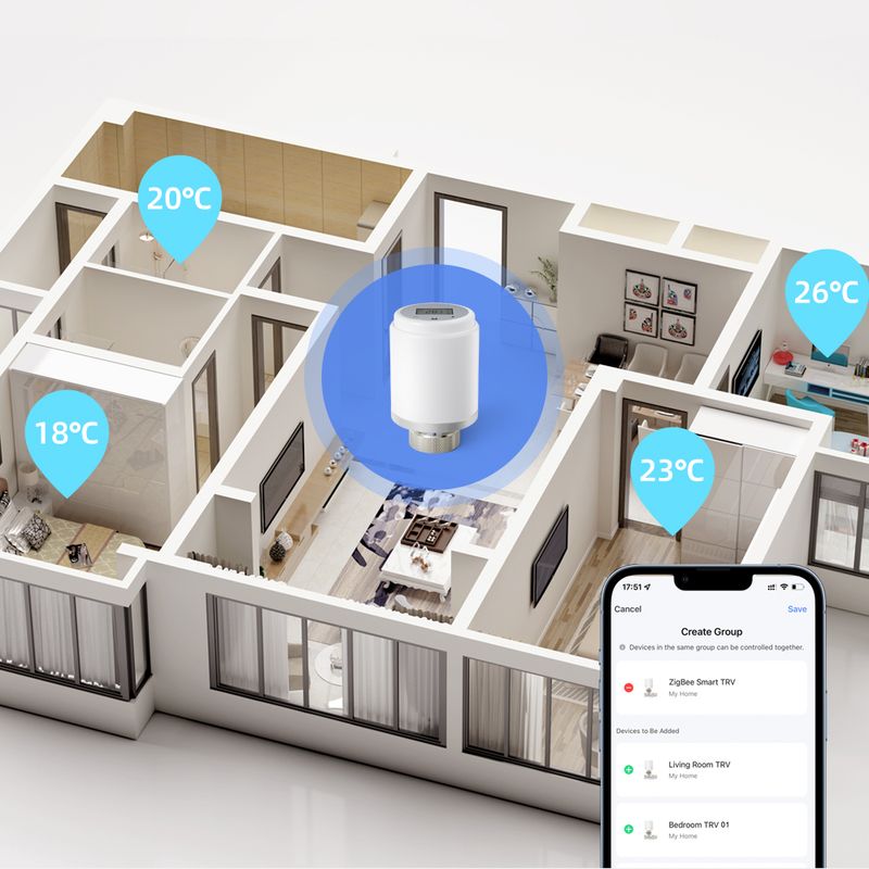 Thermostat intelligent WiFi AVATTO Tuya, radiateur thermostatique TRV, actionneur Vae, contrôleur de température pour Alexa, Google_voghion.com