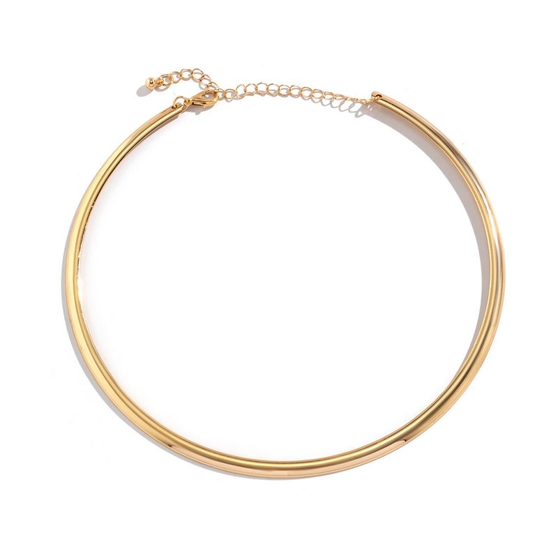 High-end niche minimalistische ketting punk gladde cirkel ring koude stijl choker_voghion.com