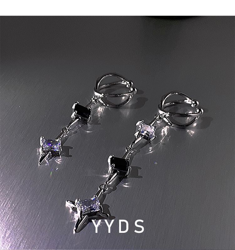 Dolce Vento Fresco Flash Catena di Diamanti Orecchio Clip Orecchio Clip Orecchio Donna Senza Piercing Orecchio Asimmetrico Starlight Orecchini Advanced Sense Light Lusso_voghion.com