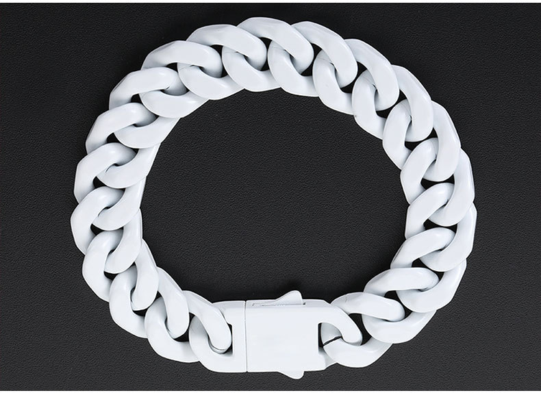 Bracciale cubano in acciaio inossidabile con vernice colorata da uomo, bracciale in acciaio al titanio di alta qualità, resistente allo sbiadimento, gioielli hip hop da uomo_voghion.com