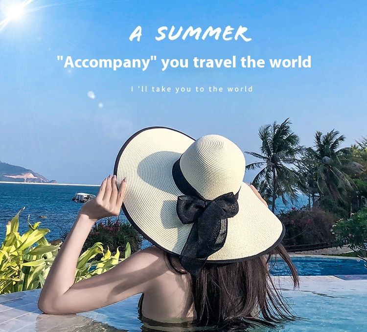 Pdmcms Beach Straw Hat for Summer Beach Outing Large Brim for Sun Protection and Vacation Versatile Cool Hat Sun Hat_voghion.com