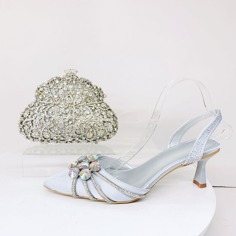 Pointed High Heels Women's Shoes With Stiletto Heels And Rhinestones, Wedding Party Sandals And Bag_voghion.com
