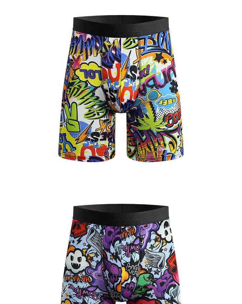 Men's Extra Long Leg Boxer Briefs - Novelty Print Stretch Underwear With English Wash Label Comfortable Long Cut Boxers In EU/US Sizes_voghion.com