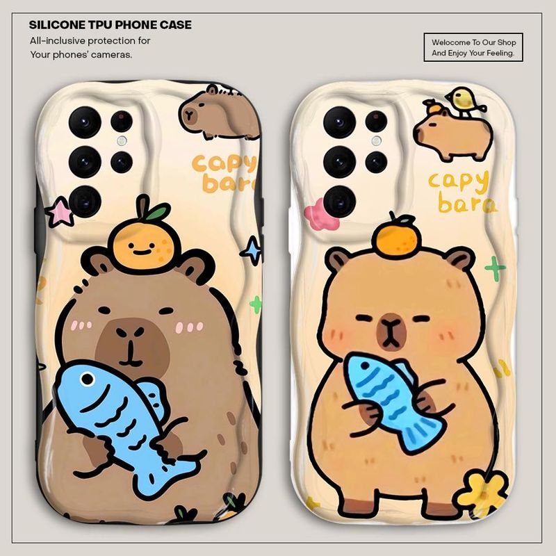 „Capybara“ stilingas telefono dėklas, skirtas „Samsung Galaxy S20 FE S23 FE S22 Plus S24 S25 Ultra S21 S23 S25 Ultra S25 Plus“ minkštam dėklui._voghion.com