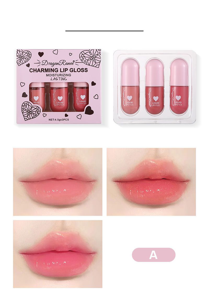 3-Piece Set Of Mirror-Shine Hydrating Lip Gloss - Plumping, Moisturizing Lip Oil In Adorable Pink Shades, Jelly-Like Finish_voghion.com