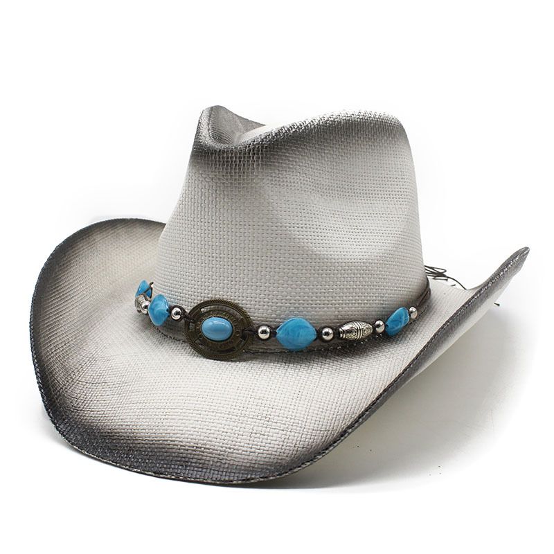 Western Cowboyhut aus Stroh für Damen im Sommer mit großer Traufe im Freien, Bergsteigen im ethnischen Stil, Ritterhut für Männer_voghion.com