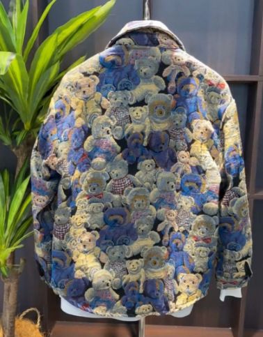 Men's Chinese Syle Prined Shir Handsome Versaile Long Sleeve Jacke Auumn Bear Trendy Turn-down Collar Ouerwear_voghion.com