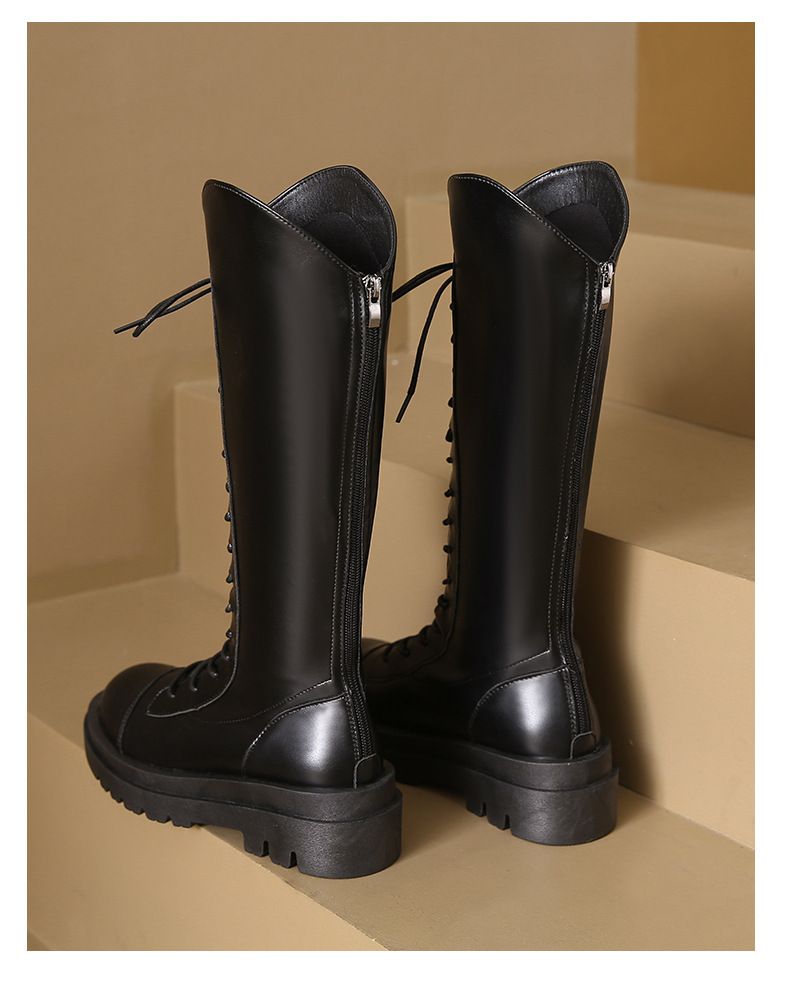 Brede Lange Herfst Winter Nieuwe Collectie Knieband Laarzen Dames Dikke Bodem Ridder Laarzen_voghion.com