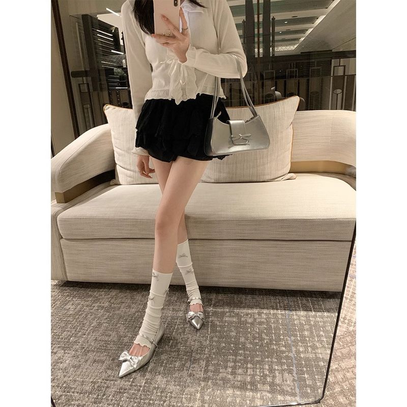 【Sheii Su Yinyin】 Mary Jane-Schuhe mit kleiner spitzer Spitze und bogenförmiger Schnalle und flacher Unterseite, für Damen_voghion.com