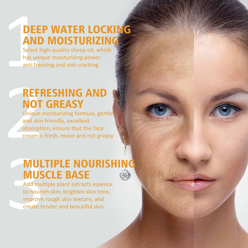 Schapen Moisturizing Cream zachte, vochtige, verstevigende Moisturizer hydraterende, hydraterende huidvergrendeling water om rimpels te verminderen_voghion.com