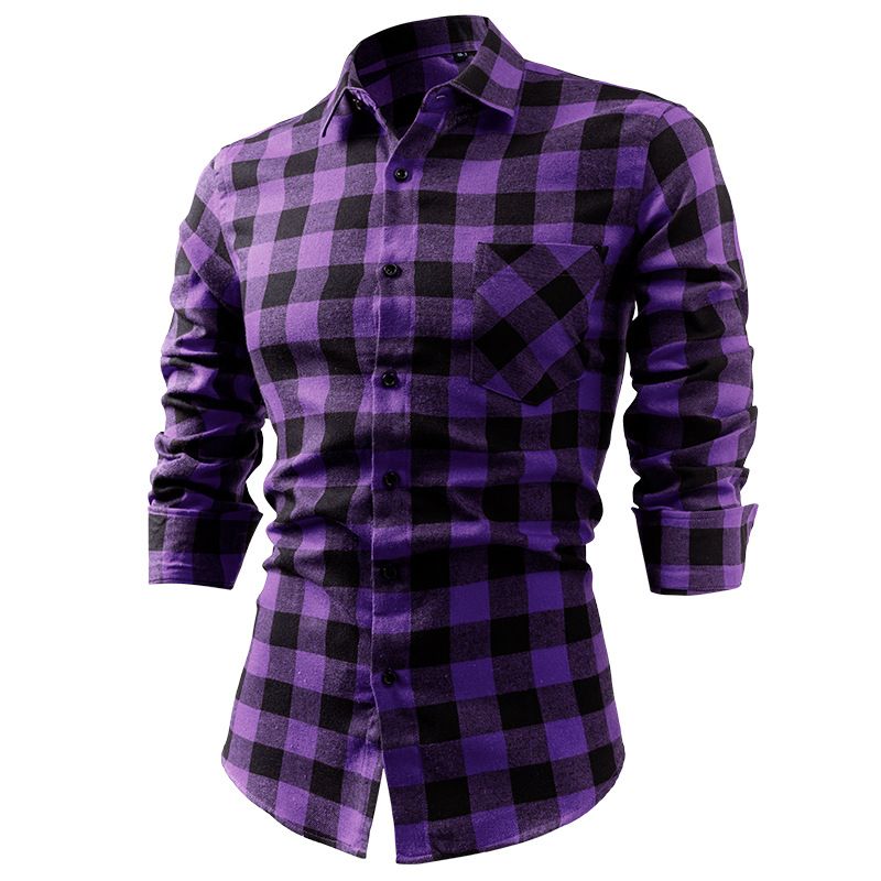 Men's Flannel Shirt – Soft Brushed Cotton Long Sleeve Plaid Shirt (38-44, Anti-Wrinkle & Breathable, Streetwear Essential For Layering)_voghion.com
