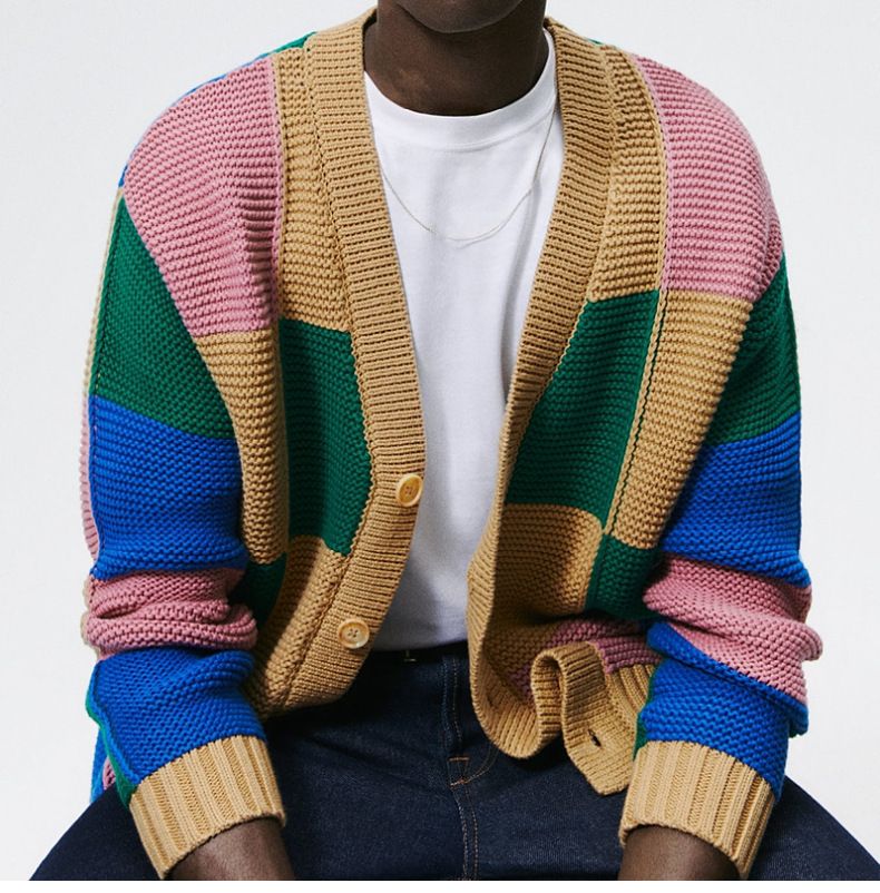 Popular Fashion Cardigan Sweater Autumn Winter Multi-color Jacquard Trendy Men's Knitted Jacket_voghion.com