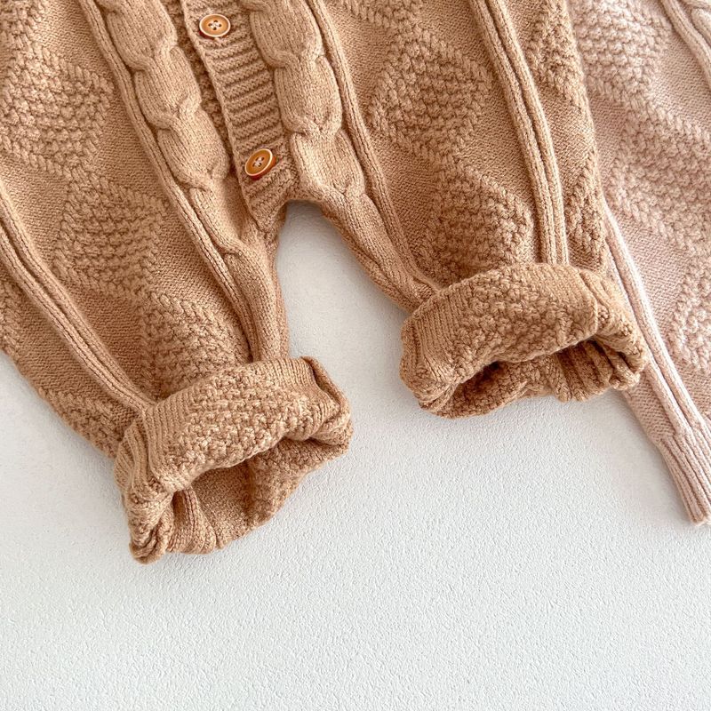Korean version of autumn and winter New Baby wool jumpsuit for boys and girls Baby Full moon suit newborn 100-day banquet long climb_voghion.com