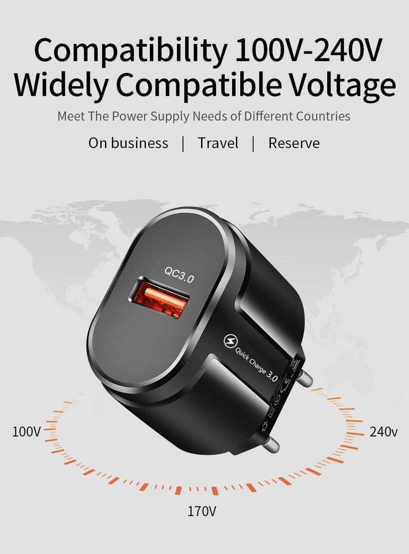 USB Universal QC 18W Fast Charging Adapter Quick Charge 3.0 4.0 Wall Mobile Phone Charger For iPhone Samsung_voghion.com