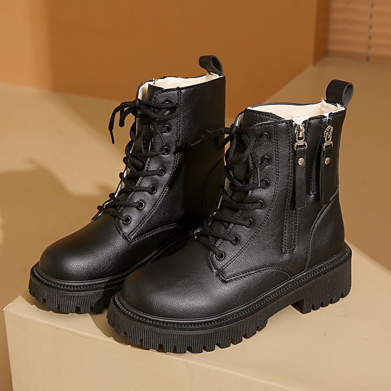 Vendita calda scarpe da donna con lacci autunno punta rotonda piattaforma solida impermeabile barile corto grande taglia nudo_voghion.com