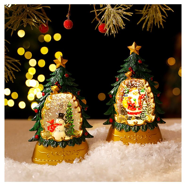 Festliche, mit Wasser gefüllte LED-Weihnachtskerzen – Laternen mit Schneemann-, Weihnachtsmann- und Baummotiven, batteriebetrieben, flammenlose Dekoration_voghion.com