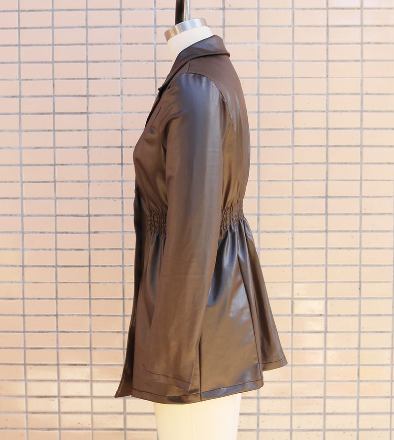 Women's Clothing Autumn And Winter New Women's Leather Long Sleeve Temperament Solid Color Suit Collar Button Jacket Windbreaker_voghion.com