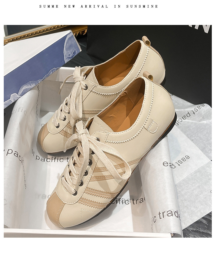 2024 nuove sneakers stringate con suola piatta, vera pelle color block, scarpe da allenamento morali versatili retrò, sneakers sportive casual con punta tonda_voghion.com