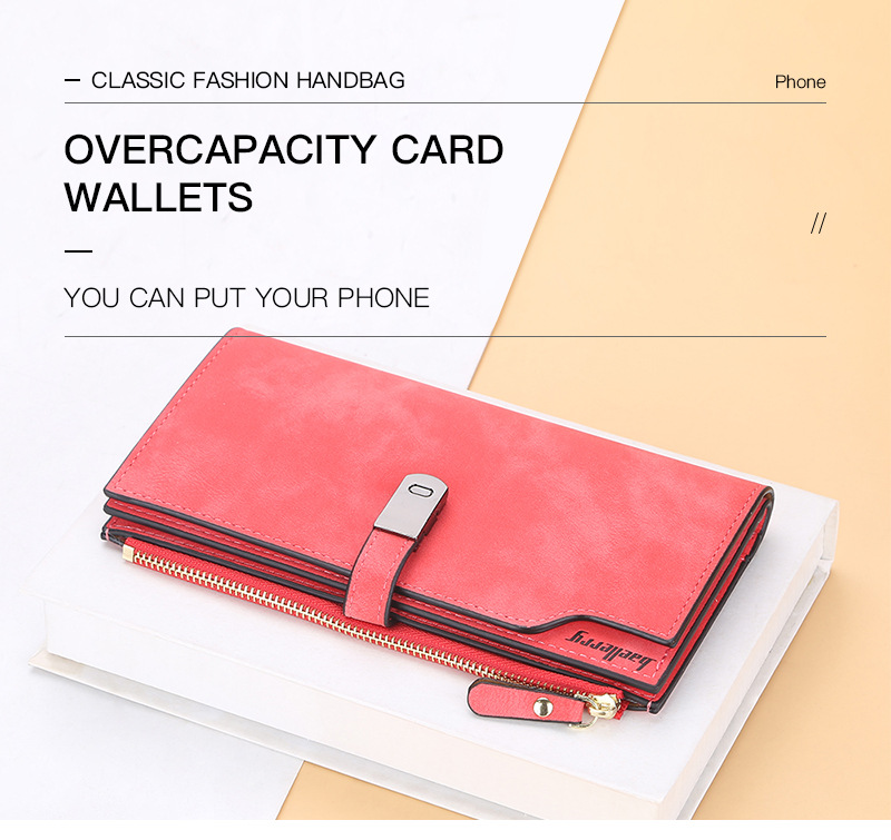 Women's Faux Leather Wallet, 26 Card Slots, 1 Zip Pocket, Tri-fold Large Capacity, Magnetic Clasp, Handheld Long ID Bank Card Money Clip_voghion.com