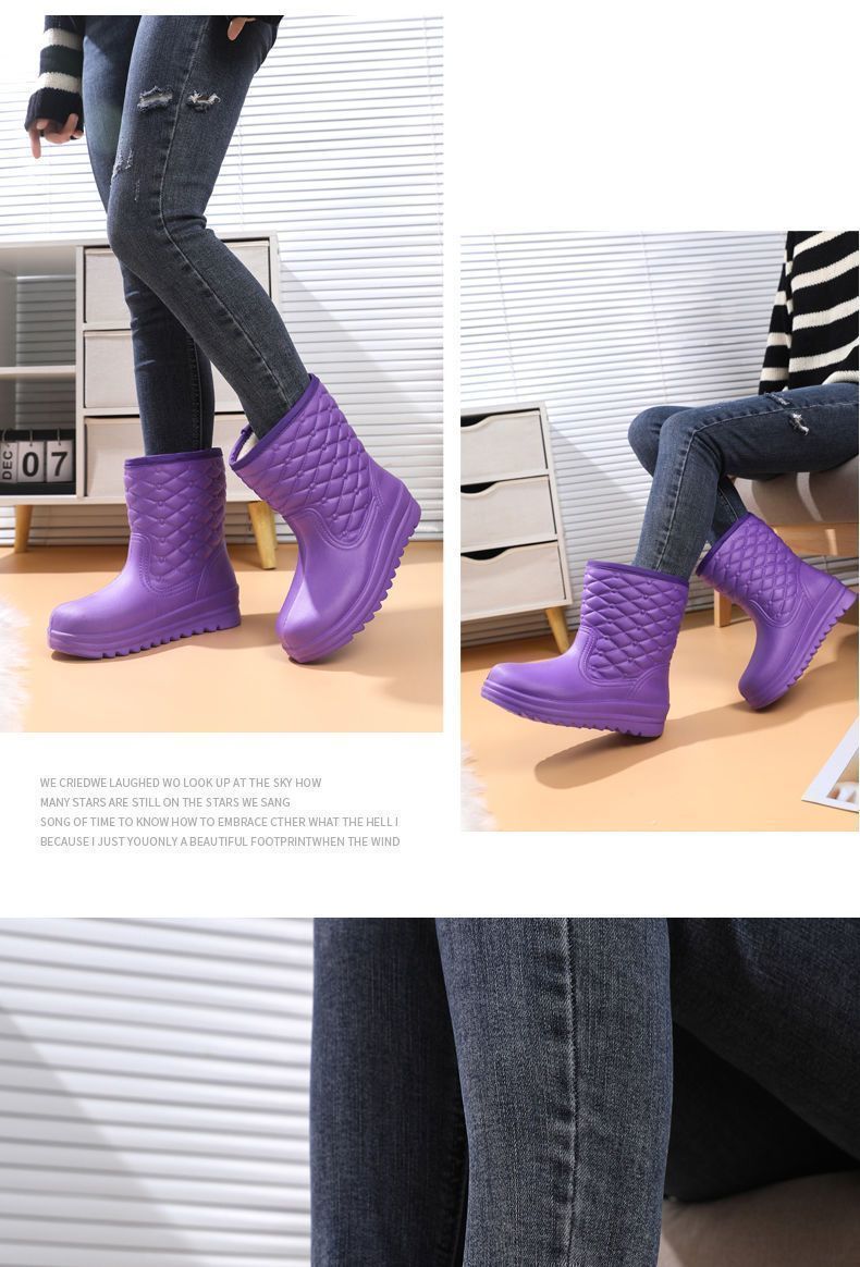 Stivali da pioggia caldi in EVA impermeabili e in pile da donna per bucato, lavaggio auto, scarpe igieniche da cucina, lavoro, antigelo,_voghion.com