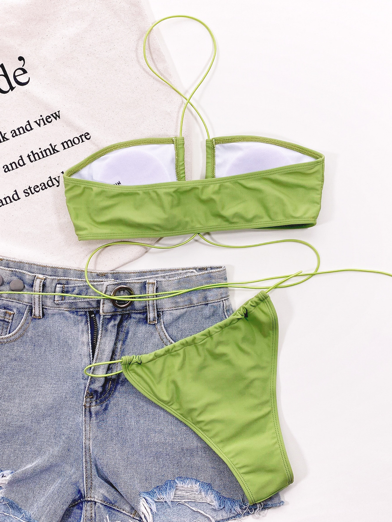 Einzel-Bikini, einfarbig, sexy weiblicher Split-Badeanzug, Dreiecks-Taschen-Badeanzug_voghion.com