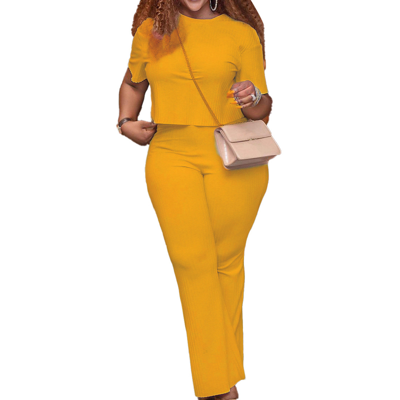 Women's short-sleeved pit strip solid color casual fashion large size_voghion.com