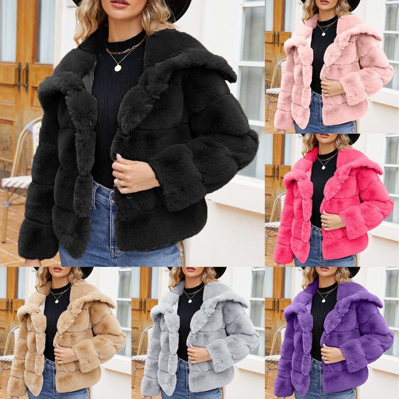 Elegante cappotto in pelliccia sintetica da donna con colletto a revers - Capispalla invernale alla moda in vari colori (X0045)_voghion.com