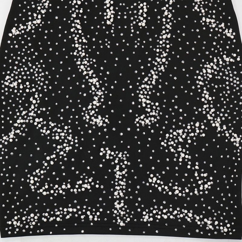 Women's Clothing Sexy Suspender Hot Diamond Dress With Spliced wool Clauses_voghion.com