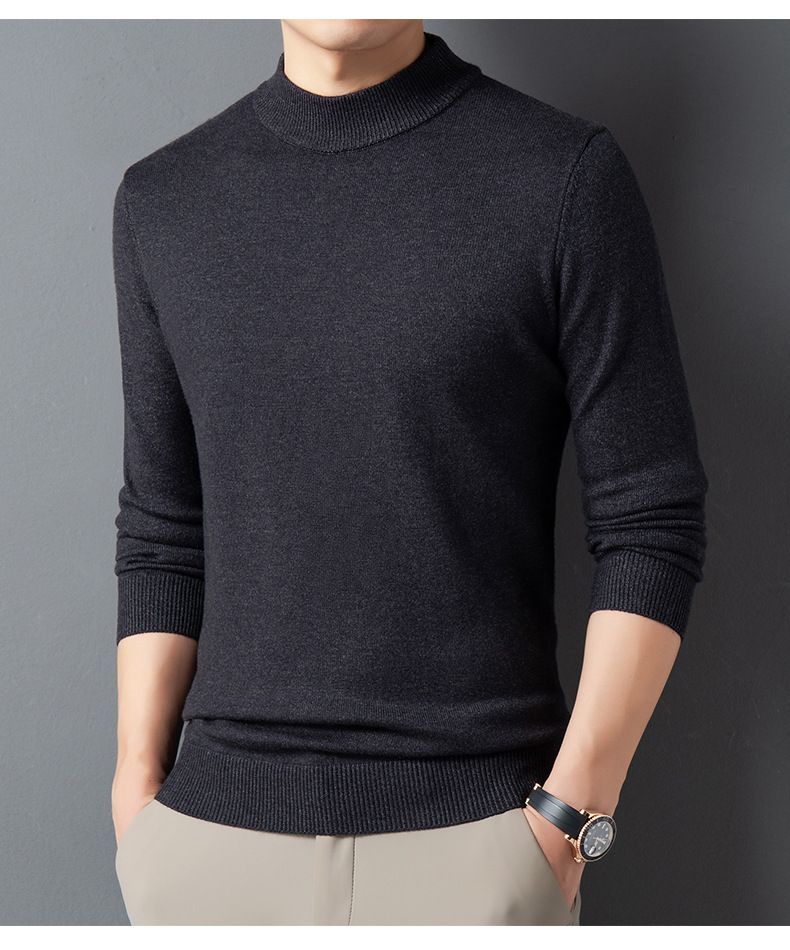 Herbst und Winter Halbhoher Kragen Precision Edition Dicker Herren Strickpullover mit Kapuze_voghion.com