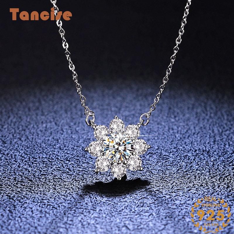 Tancise Luxus-Persönlichkeits-Silber-Moissanit-Anhänger-Halskette für Damen, klassisches Tide-Party-Geschenk_voghion.com