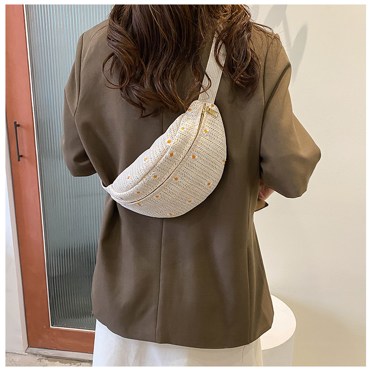 Borsa a tracolla da donna in paglia intrecciata a tracolla da donna per donna 2023 Borsa a tracolla femminile per telefono estivo con marsupio estivo_voghion.com