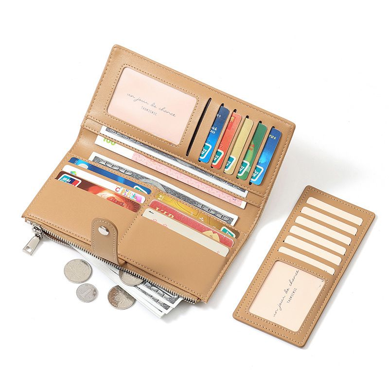 Portafoglio lungo da donna alla moda, con giunture, grande capacità, doppio, con più scomparti per carte, portafoglio lungo europeo e americano, molto venduto, portamonete, nero_voghion.com