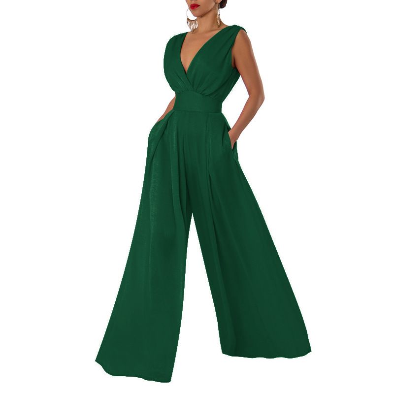 Ropa de mujer Moda Verano Nuevo Mono Delgado Cintura Alta Mono Adelgazante Pantalones Rectos de Pierna Ancha para Mujer_voghion.com