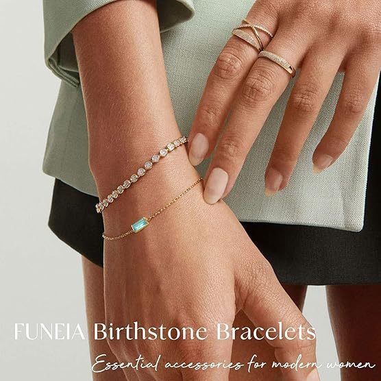 Pulseira simples feminina com fivela de marinheiro e doze pedras de nascimento, banhada a ouro verdadeiro e galvanizada_voghion.com