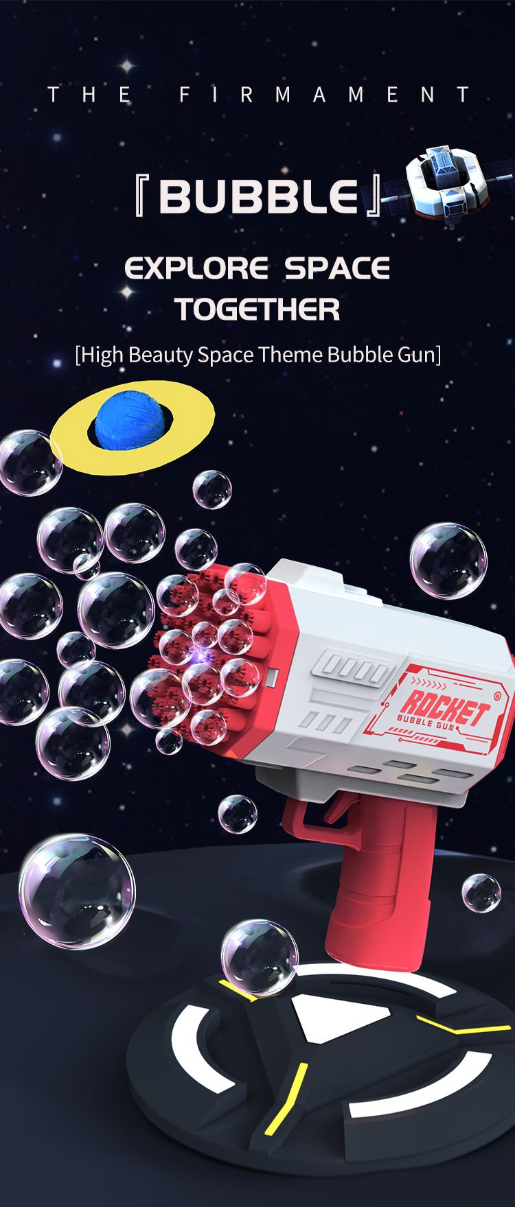 40-gats raket bubbelpistool - Ruimtegatling bubbelmachine voor kinderen, buitenspeelgoed, feestartikelen en verjaardagscadeaus_voghion.com