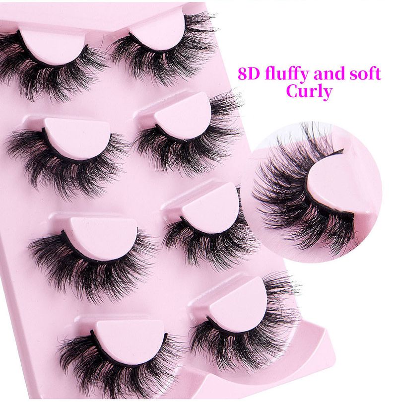 False Eyelashes High Mink Hair 4 Pairs Of Fried Messy Eyelashes False Eyelashes Multi Layer Thick Curled Eyelashes_voghion.com