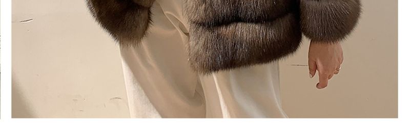 Luxuriöser Kunstnerzmantel mit Sternenmuster - Kurze Winterjacke für Damen, Reverskragen, eleganter Kunstpelzmantel in Kastanienbraun_voghion.com