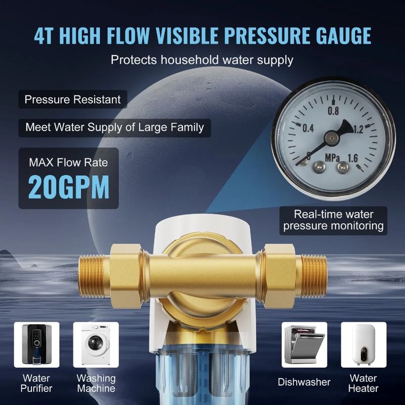 Filter 3 Water House Spin Filter H Water 4 4 Rate High Whole Well Micron Whole MNPT Down Filt For Flow 40 House T Sediment For_voghion.com