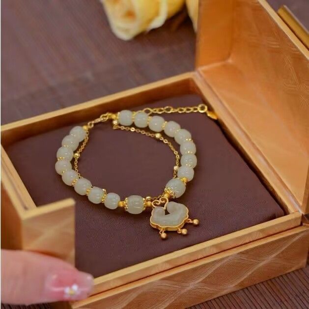 Xiyu Xiangyun Ping An Lock Bell Bracelet Light Luxury Advanced Small and Popular Handstring Gift_voghion.com
