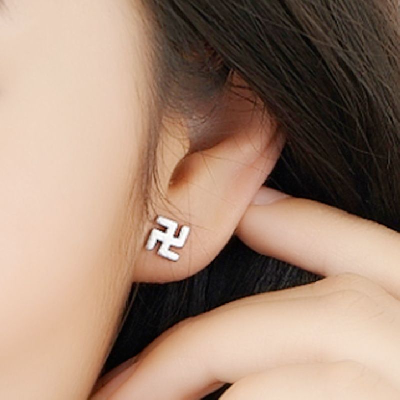 Orecchini a bottone geometrici da uomo in argento placcato, semplici e alla moda, a forma di croce, in stile coreano_voghion.com