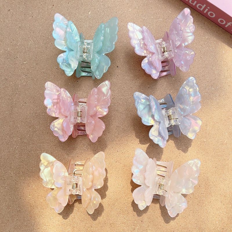 Acetic Acid Girl Double Layer Butterfly Clip Sweet And Fairy Net Red Hair Accessories Hair Clip Half Clip_voghion.com
