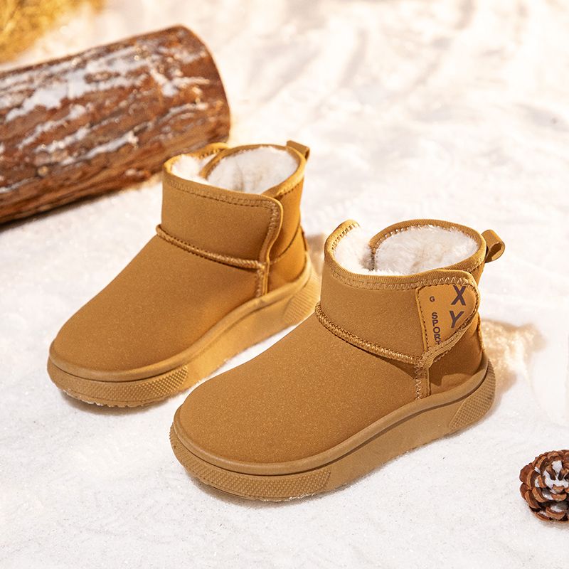 Plush snow boots, cotton for warmth, men's and women's foot pedaling children's shoes_voghion.com