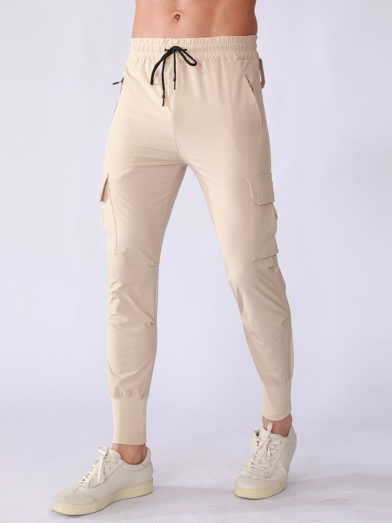 Men's Quick-Dry Tactical Joggers - Multi-Pocket Workout Pants For Running & Training (Elastic Cuffs Drawstring Waist Lightweight Fabric S-3XL)_voghion.com