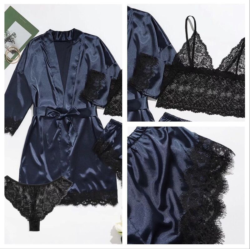 Luxuriöses 4-teiliges Dessous-Set – Spitzenhemdchen und Strumpfgürtel in Übergröße – Sexy Nachtwäsche für Damen (S-XXL, 7 Farben)_voghion.com