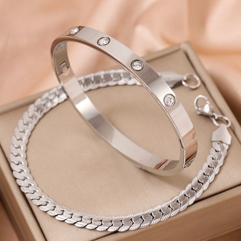 1 Set Stylesch Einfach Diamant Kette Temperament Männer Bracelet Set_voghion.com