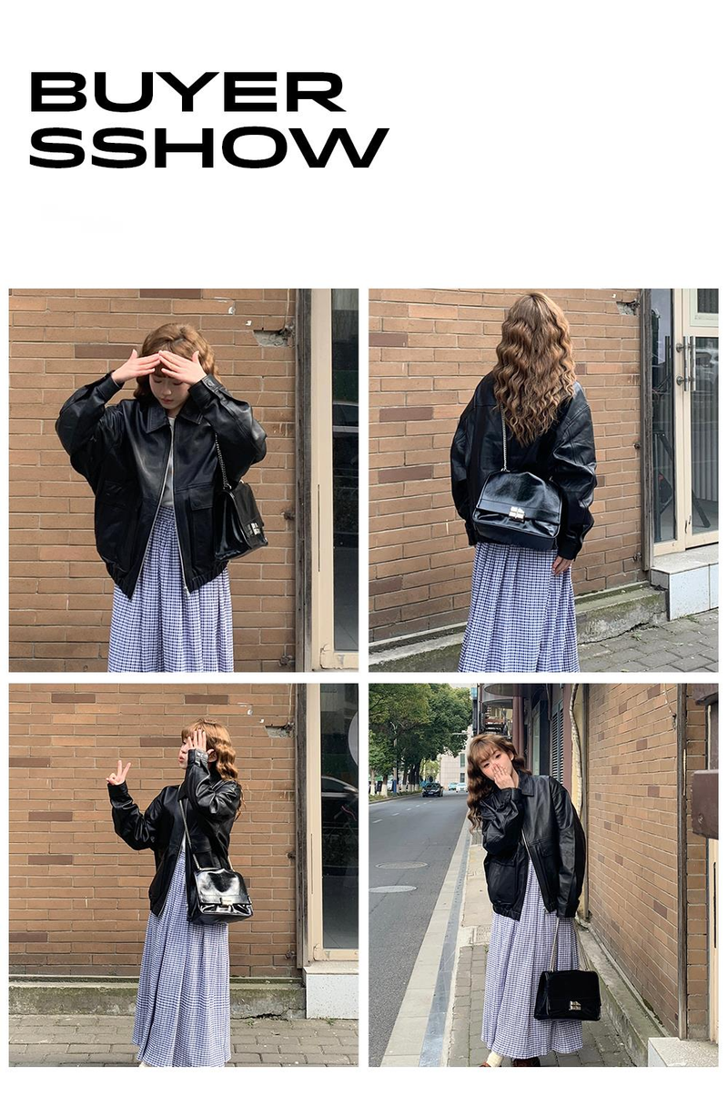 Borsa con superficie in prepuzio errante, borsa in morbida pelle di nicchia, monospalla, borsa da pendolarismo di grande capacità, industria pesante femminile_voghion.com