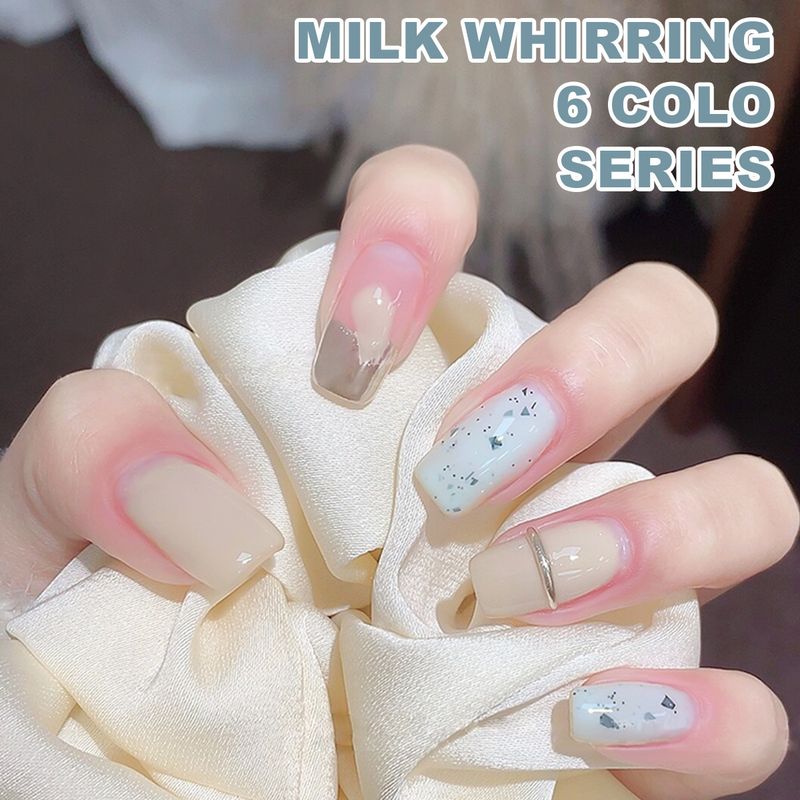 Nails Art & Tools Frühling und Sommer All-Match-Nagellack der Milchserie, neues beliebtes Whitening-Creme-Pailletten-Nagelkunst-Set_voghion.com